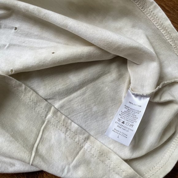 Double Zero Womens Size Large Cotton Oversized Top Shirt Distressed Beige - Picture 3 of 9